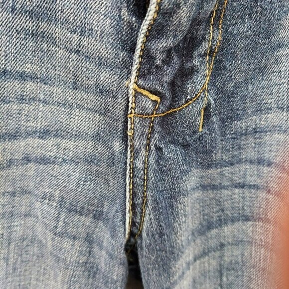 Men's 34x34 Carbon Regular Distressed Washed  Blue Jeans  Actual 34x32 5 Pocket - Picture 12 of 16